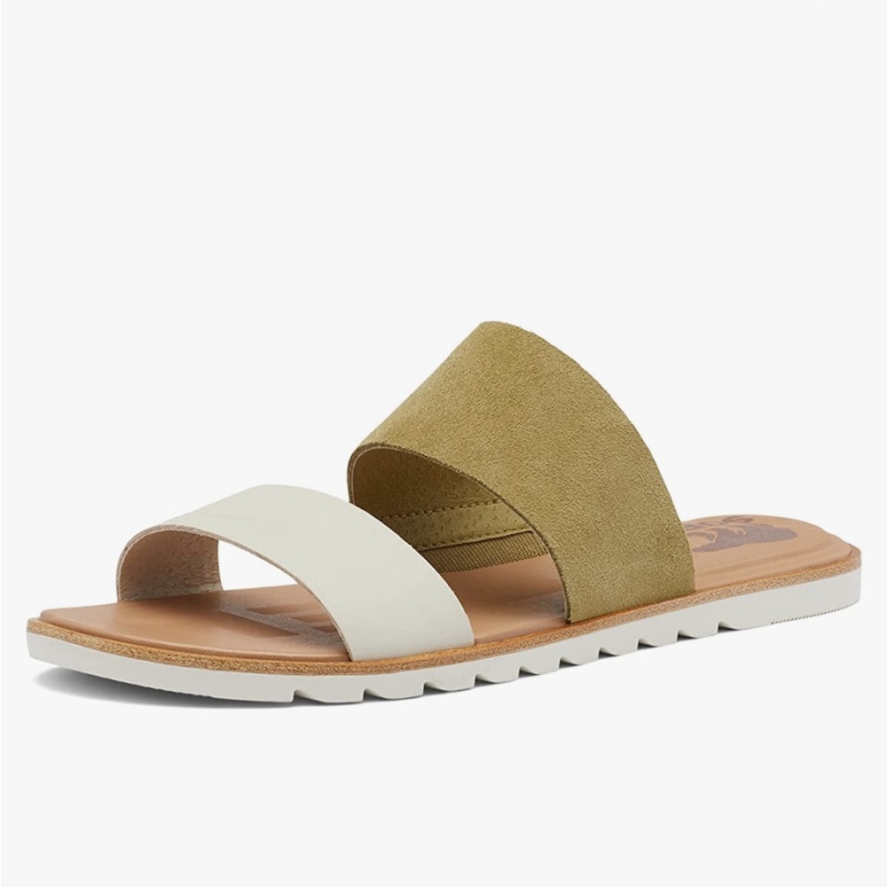 SOREL Women's Ella II Slide Sandals Olive Green / Chalk 10.5 Brand New BNIB